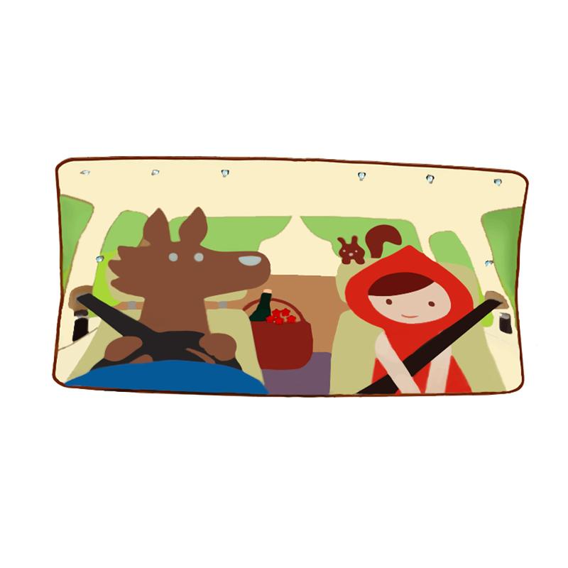 Car Portable Folable Rear Window Cartoon Sunshade Suction Cup Interior Rear Windshield Sun Protection and Heat ulation Baffle