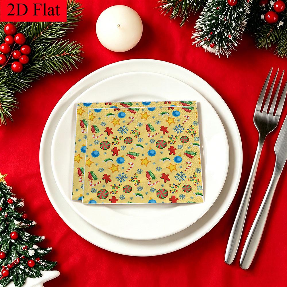 20pcs Disposable Napkins with Christmas Theme Pattern Print for Wedding,Parties,and Daily Use for Thanksgiving Fall Christmas Table Decoration