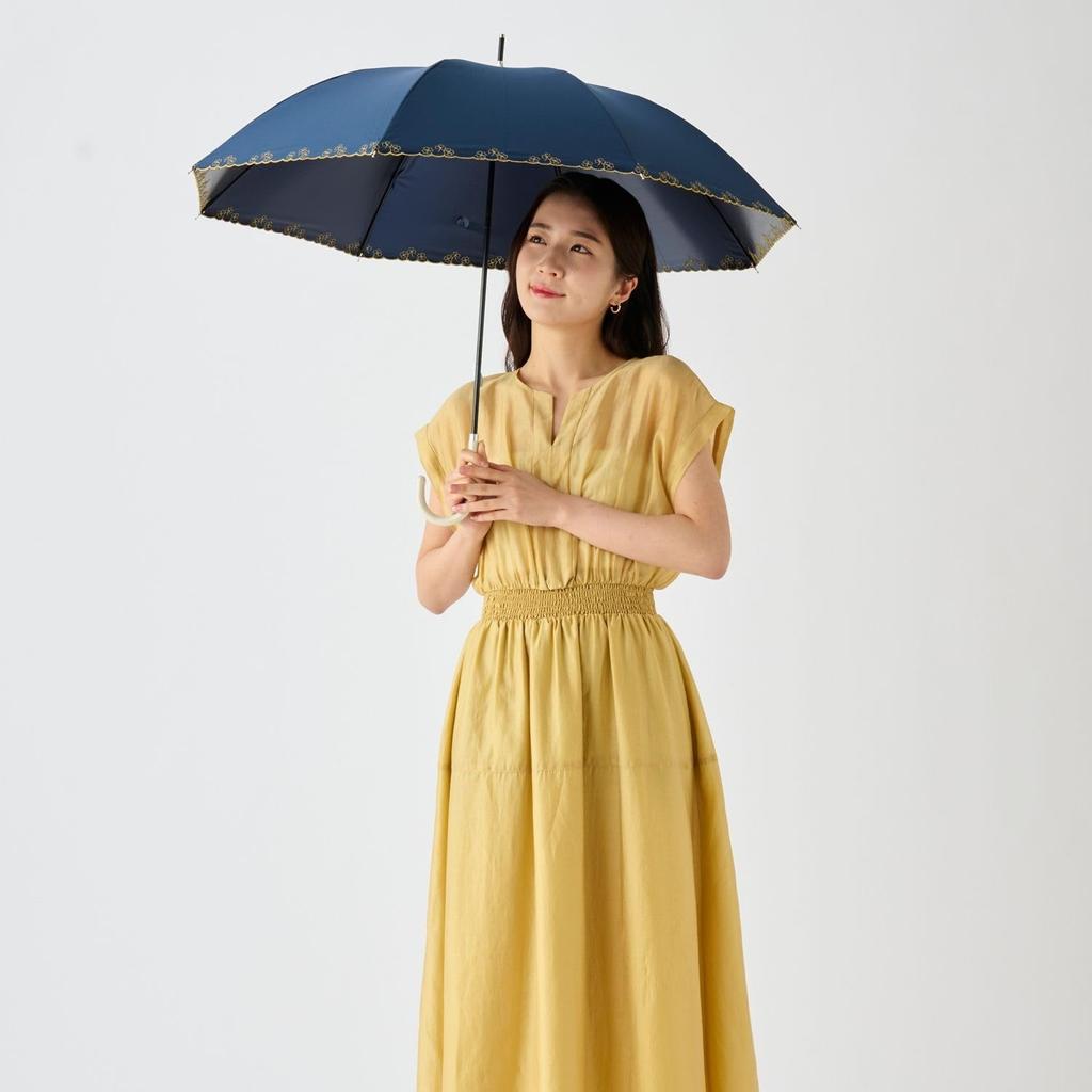 Moonbat Long Sun and Rain Light Heat UV Clover Scallop Blue [Esta] Women's Parasol, Protection, Blocking, Blocking, Protection, Design,