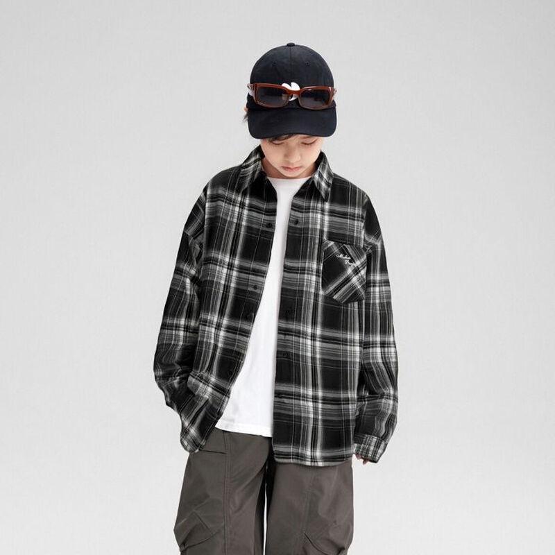Zuoxi Boys' Plaid Long-Sleeve Shirt