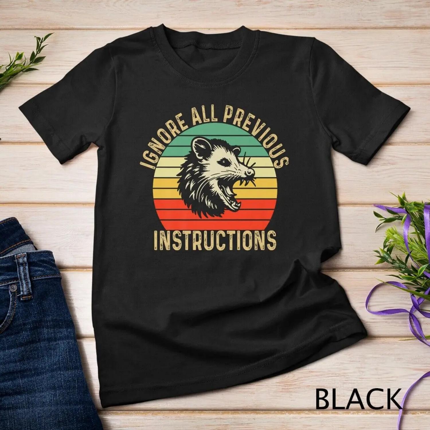 Ignore All Previous Instructions Angry Possum Vintage Premium T shirt S чёрный