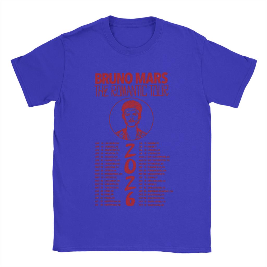 Bruno Mars The Romantic Tour 2026 Men T Shirt  Novelty Tee Shirt Short Sleeve Round Neck TShirts Cotton Gift Idea Clothing
