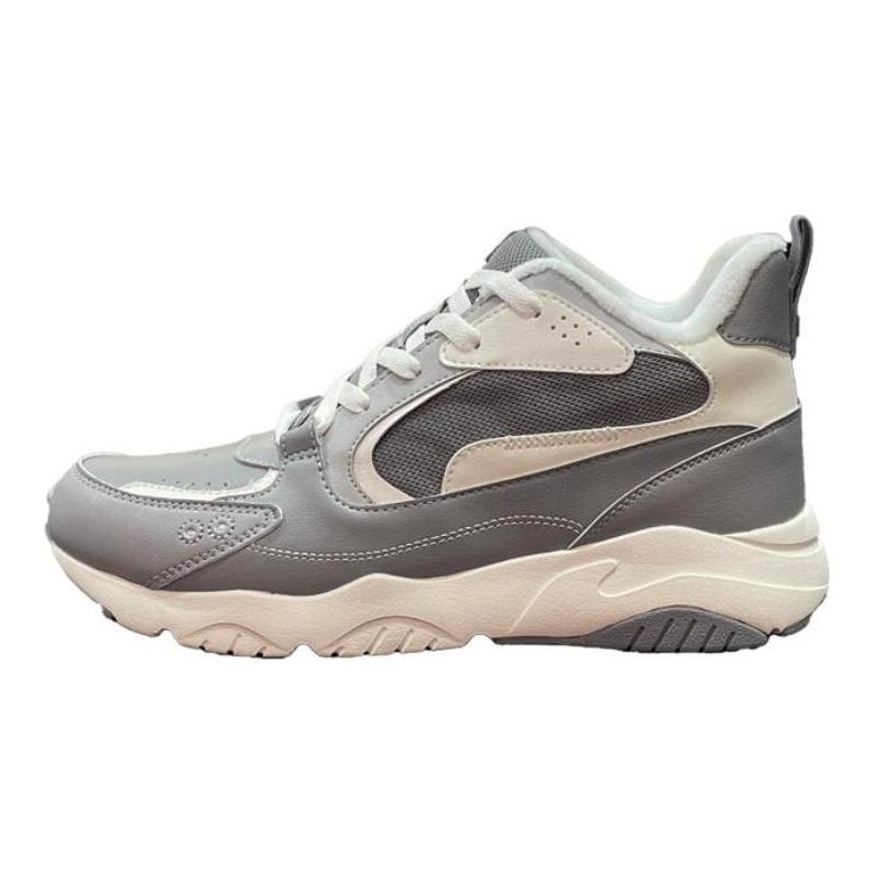 Li Ning Classic Shoes Textile, Leather Slip Resistant Abrasion Resistant Mid top Sports Casual Shoes Gray AGCS395-2