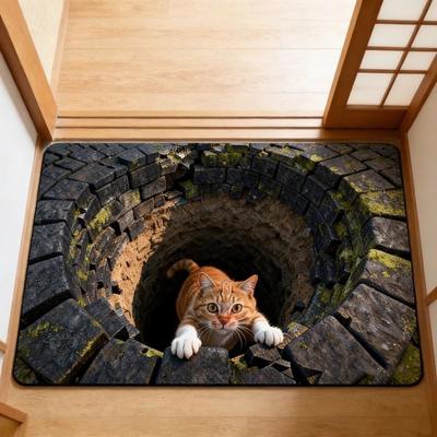 Non-slip Bathroom Carpet Water-absorbing Bedroom Door Rug Optical Illusion Doormat  Home Decor
