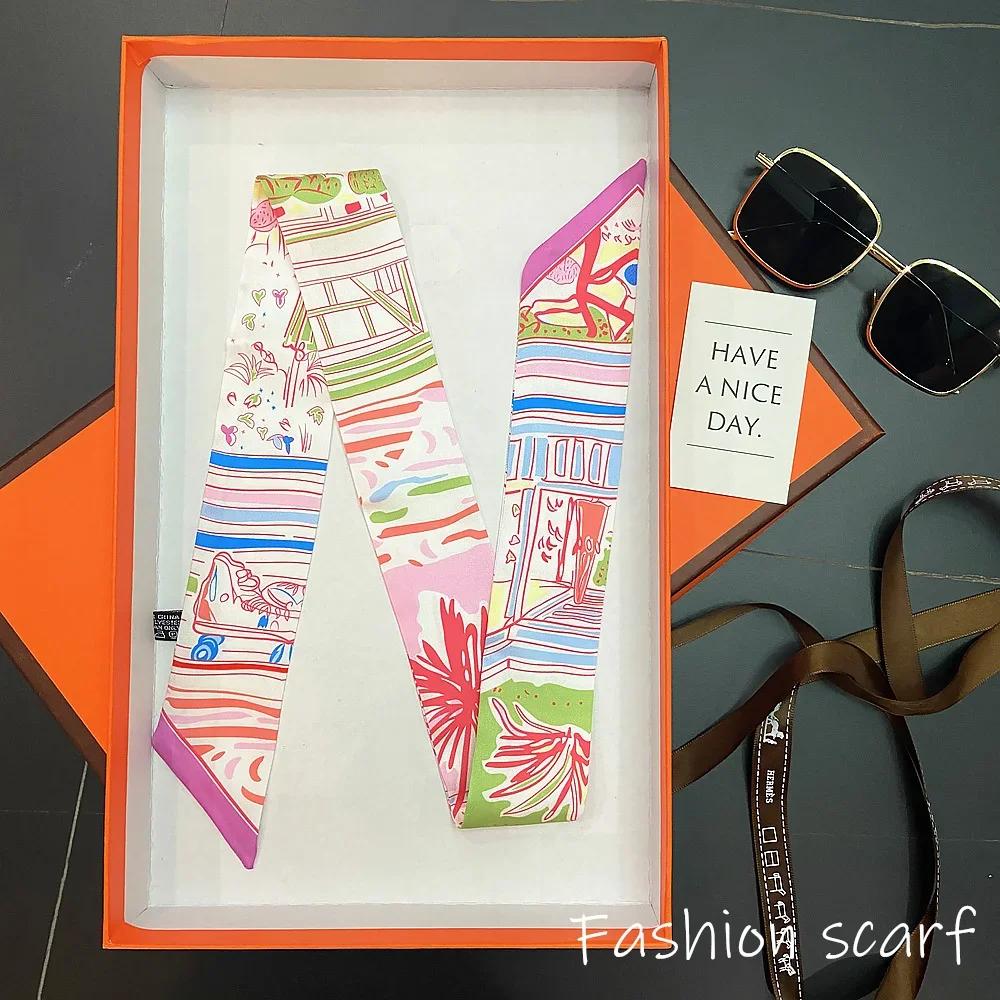 Korean Versatile Chain Tassel High Quality Mulberry Silk Twill Silk Ribbon Wrapping and Binding Bag Handle Ribbon Small Scarf