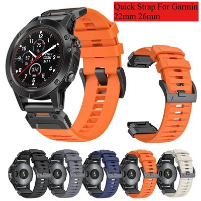 22mm 26mm Fluororubber Strap For Garmin Fenix 8 7X 6X Pro 5X Epix Pro Gen 2 47mm 51mm /Fenix 5X Plus Tactix 7 Watchband