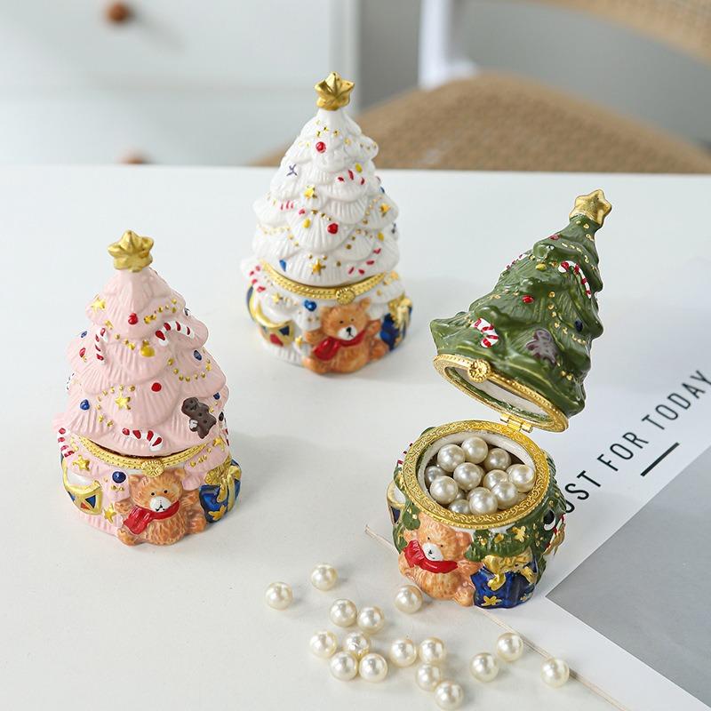 Bear Christmas Tree Jewelry Box Retro Storage Box for Girlfriends and Girlfriends Birthday Gifts Christmas Gifts