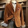 Men's Solid Color Corduroy Warm Pocket Suit Jacket Cardigan Men's Casual Suit