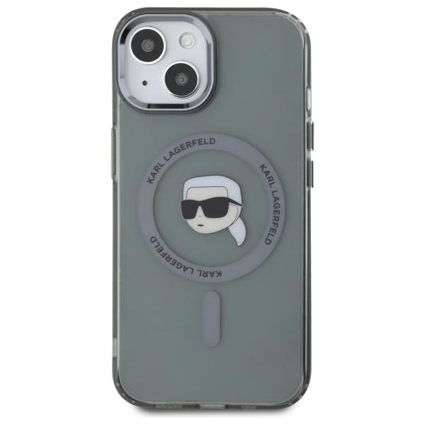 Karl Lagerfeld Klhmp15Shlskik Iphone 15  6.1 Czarny/Black Hardcase Iml Metal Karl Head Magsafe