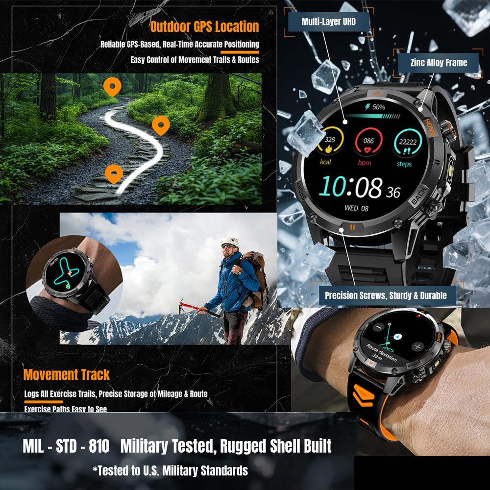 New Professional GPS Sports Smart Watch Outdoor RIDE Run GPS track Swim Watchs Compass 3ATM Sports Bluetooth Call Watch Men