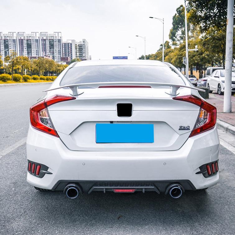 Universal Rear Spoiler for 2016-2019 Civic Sedan, Airplane Tail Wing Design, No-Drill Wind Deflector