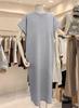 Women's Cotton T-shirt Dress O Neck Short Sleeve Solid Color Loose Midi Casual Dress