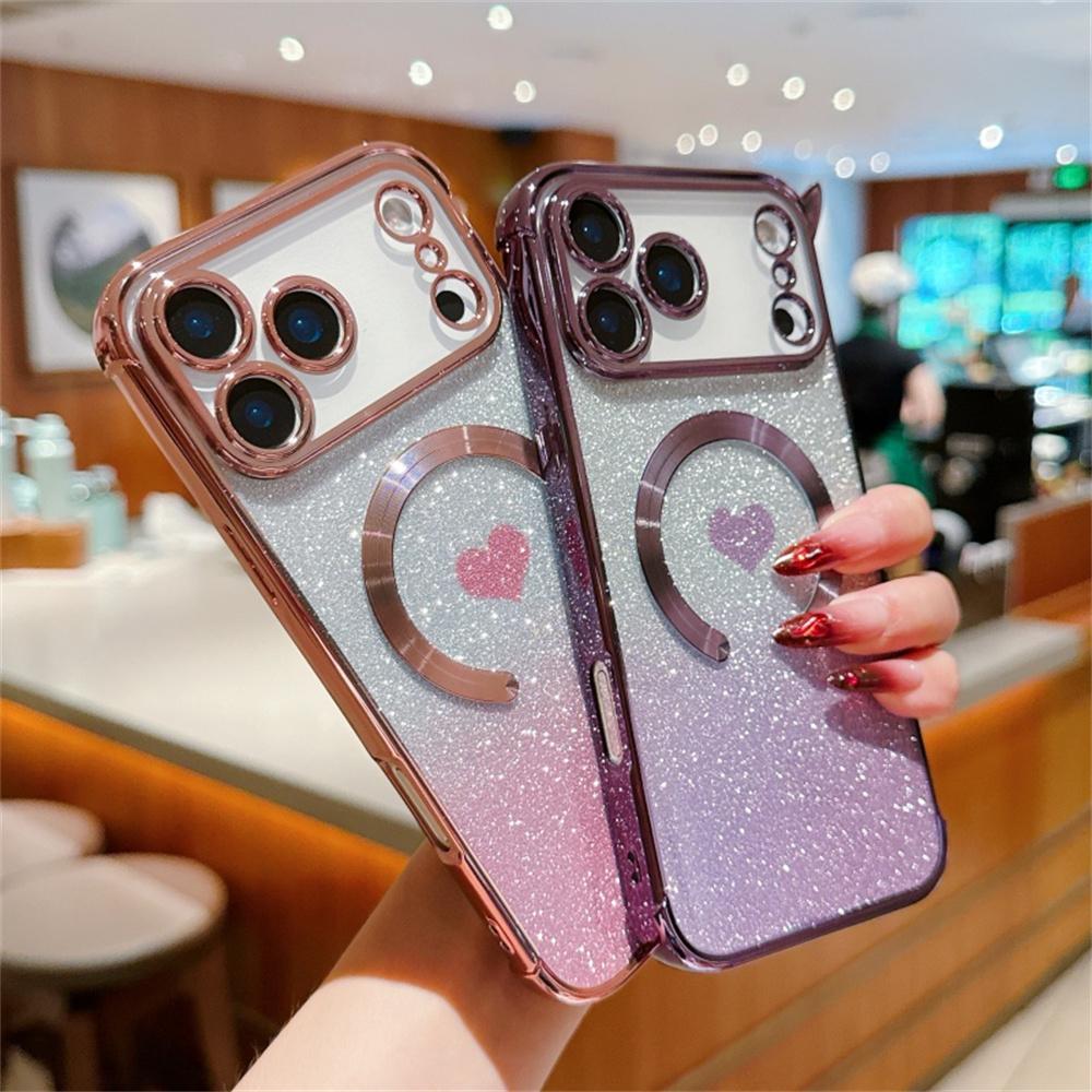 For iPhone 17 Pro Max Case Gradient Sparkle TPU Phone Cover Compatible with MagSafe