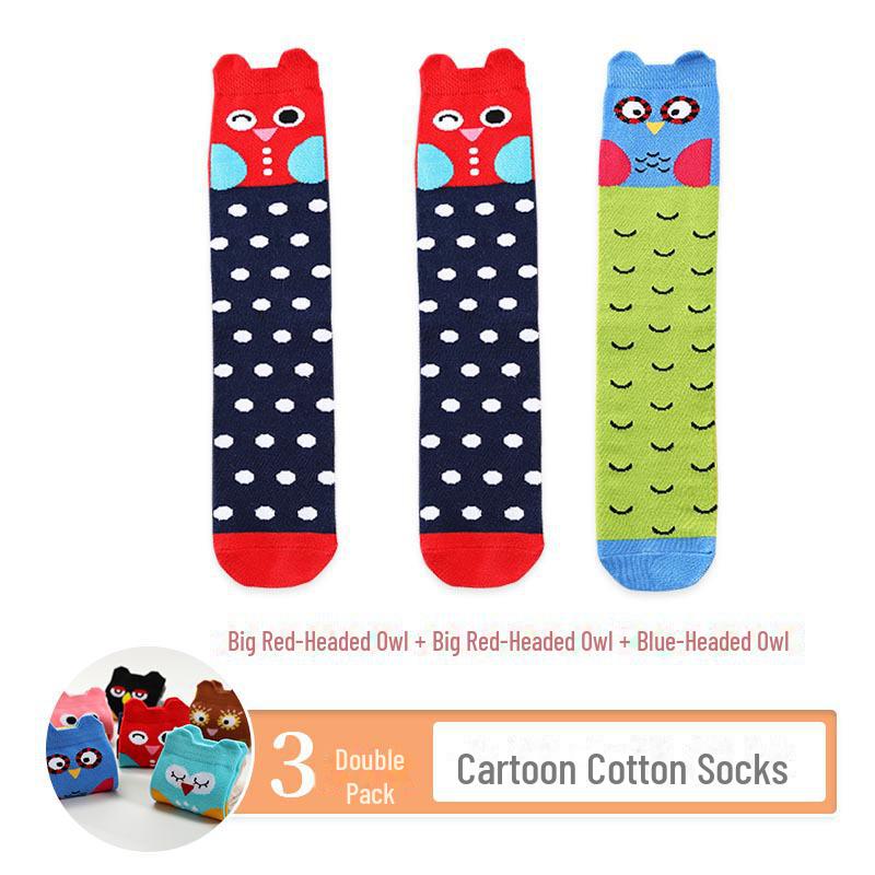 Kids' Cute Cartoon Knee-High Socks for Spring & Autumn - Mid-Tube, Long Pile Socks for Girls & Babies