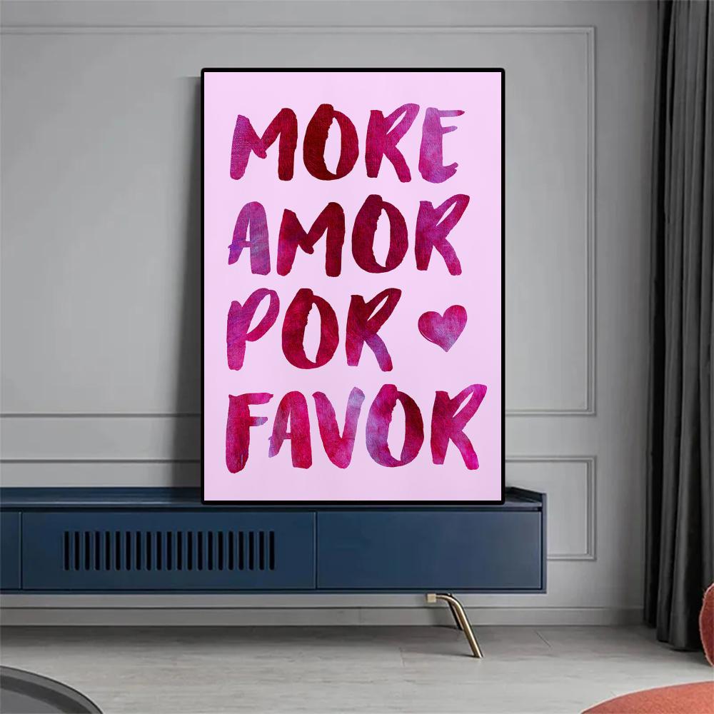 1pc Maximalist Sunshine More Amor Yellow Love Quote Poster Paper Print Home Bedroom Entrance Bar Cafe Art Painting Decoration
