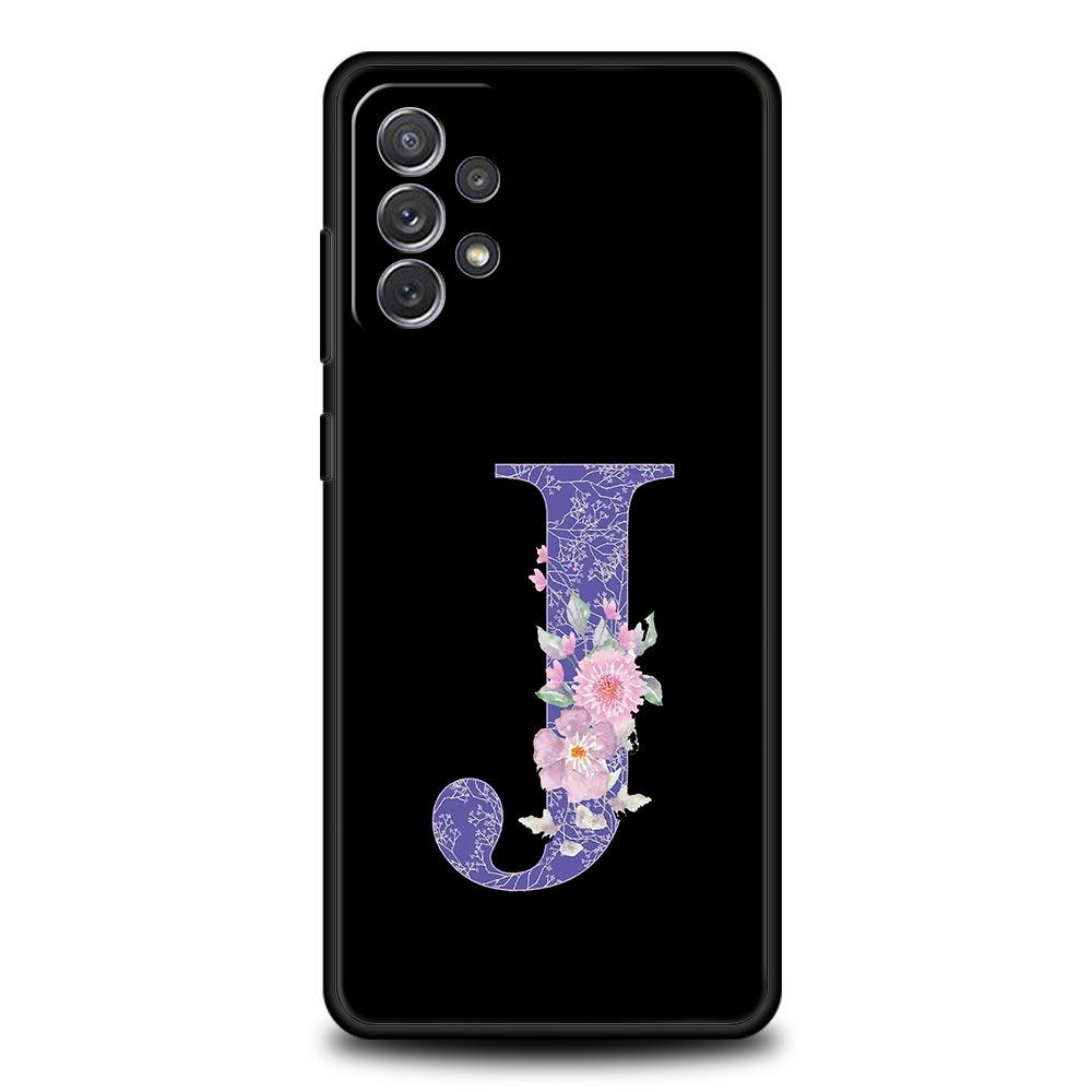 Letters Purple Flower Phone Case For Samsung Galaxy A17 A07 A55 A35 A25 A15 A05 A33 5G A31 A23 A21s A13 A41 A73 A53 A51 A71Cover