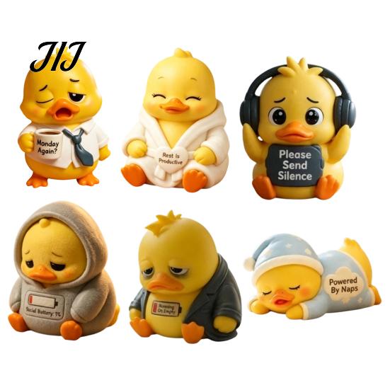 Lovely Animal Figurine Gift Emotional Support Duck Figurine, Resin Yellow Ornament, Small Statue for Bedroom Cute Home Office Desk Decor Creative