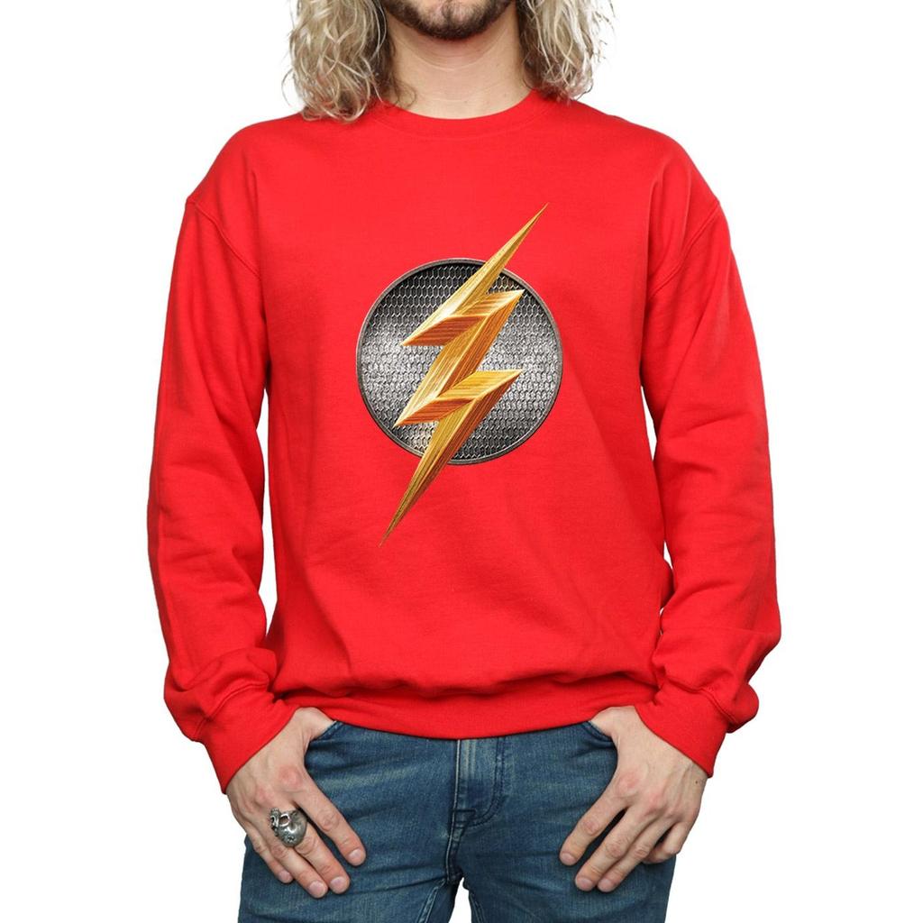 DC Comics Mens Justice League Movie Flash Emblem Sweatshirt