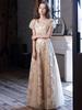 Banquet Evening Dress Women's 1011 New High-end Champagne Adult Dress Skirt Niche Host Art Test Performance