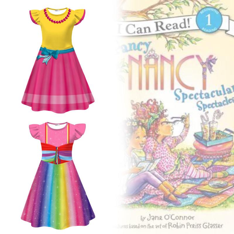 Halloween Fancy Nancy Cosplay Girl Dress With Ruffled Sleeves For Kids Party Fun