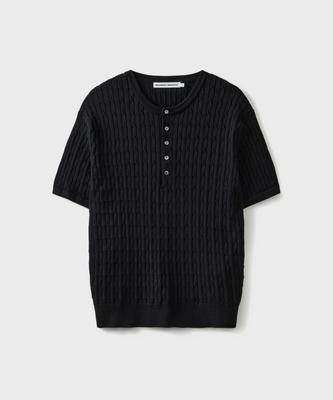 Beulaendideu Cabana Cable Henley Neck Half Knit [Black]