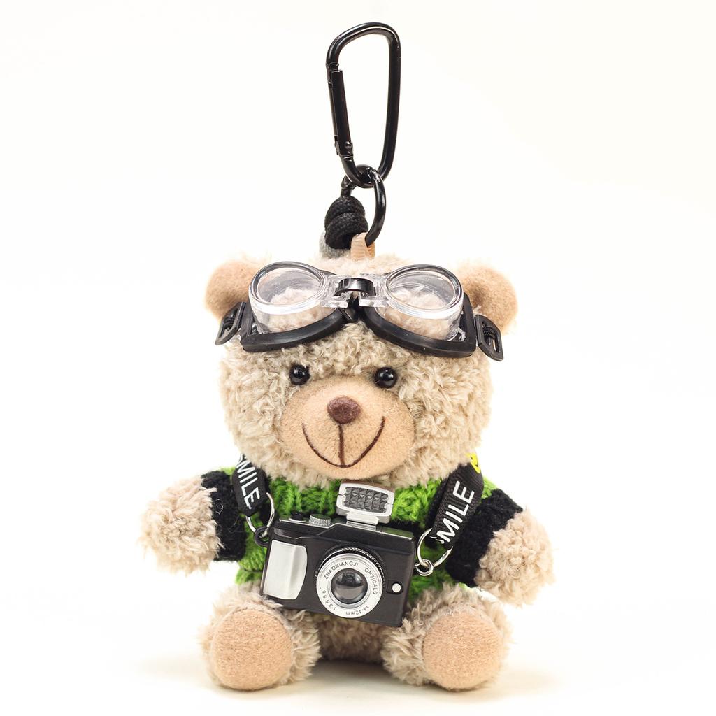Cute Space Bear Plush Camera Bag Charm Cartoon Doll Keychain Creative Gift