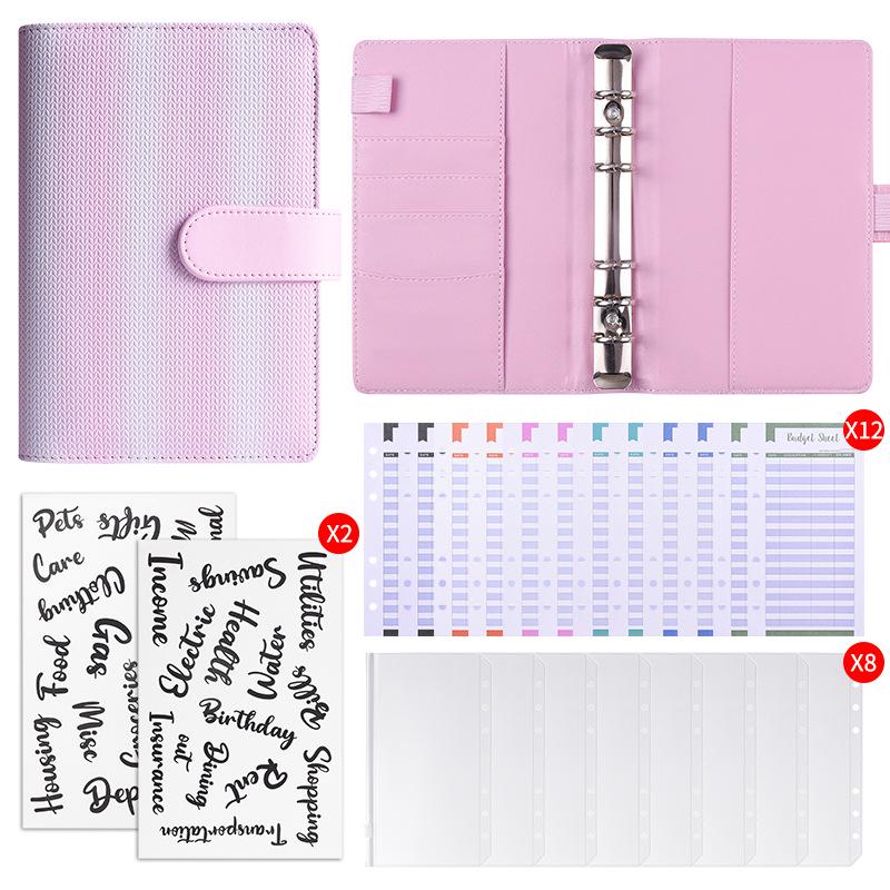 Gradient Stripe Loose-Leaf Planner - Trendy Student Notes Book