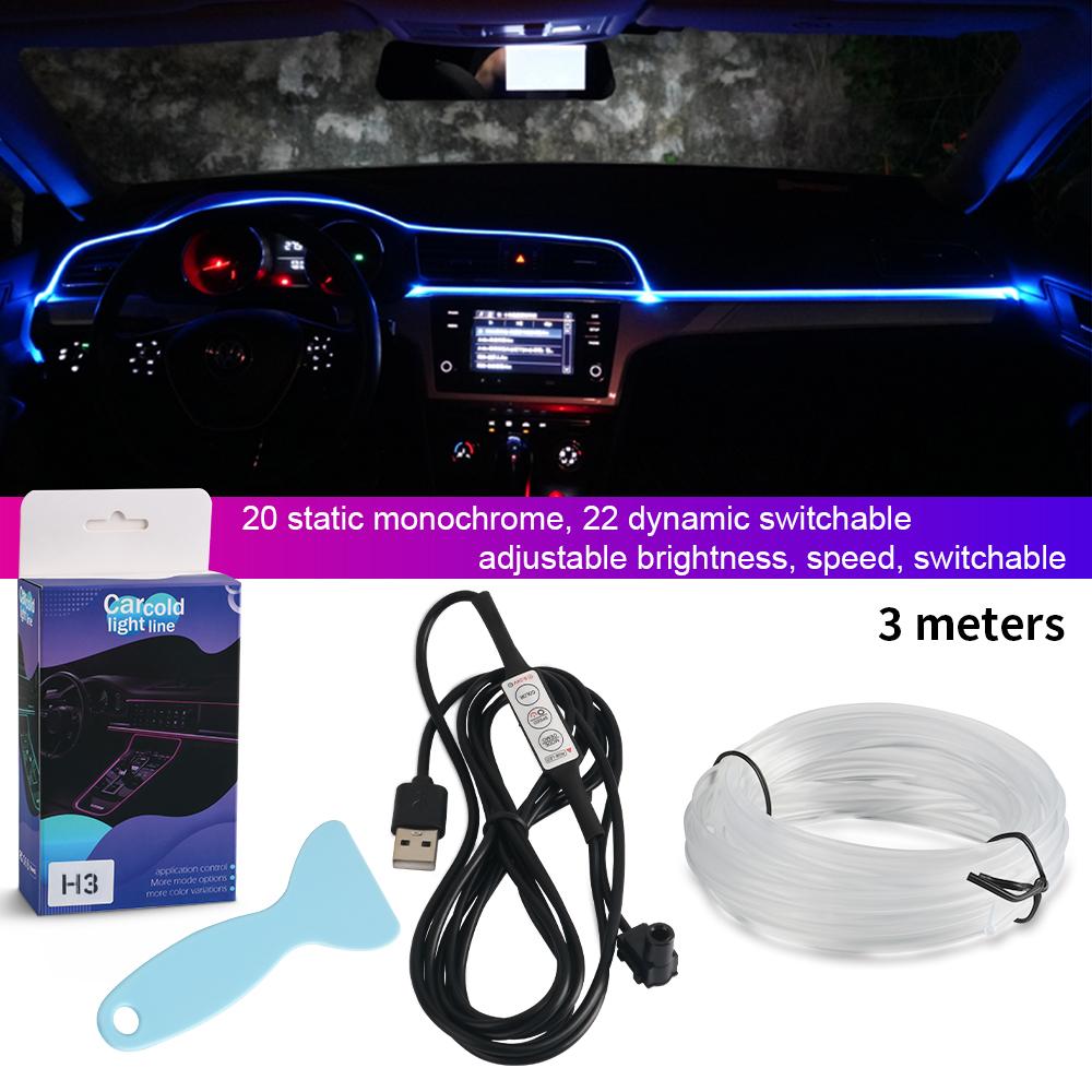 

1/2/3/5M 7 Colors RGB DIY USB Remote Control LED Lamp For Car Interior Atmosphere EL Wiring Flexible Neon Led Strip Light 5V/12V RGB 7 Colors