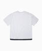 DOFFJASON Shoulder Button Check Layered T-Shirt Melange White