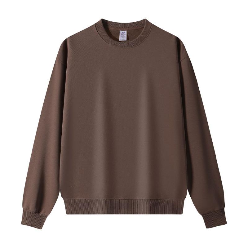 Autumn and winter new cotton crew neck sweater solid color loose casual men's and women's tops