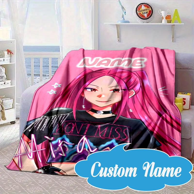 Custom Name KPop Cartoon Blanket bed sofa Blanket Flannel Blanket for Camping, Hiking, Picnic Essentials,gift for Fan family