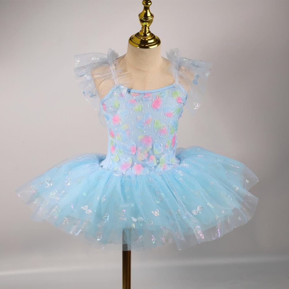 

Fashion Sequin Kids Ballet Dress Love Butterfly Performance Clothes Puffy with Headwear Dance Costumes Kids Girls 150CM небесно-голубой