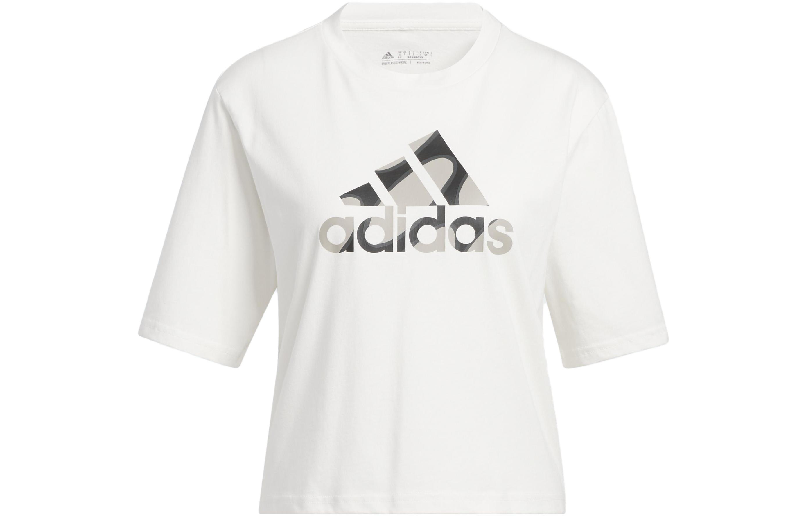

Adidas T Shirts Women s White Crew Neck Moderate Straight Fit HR2995 M