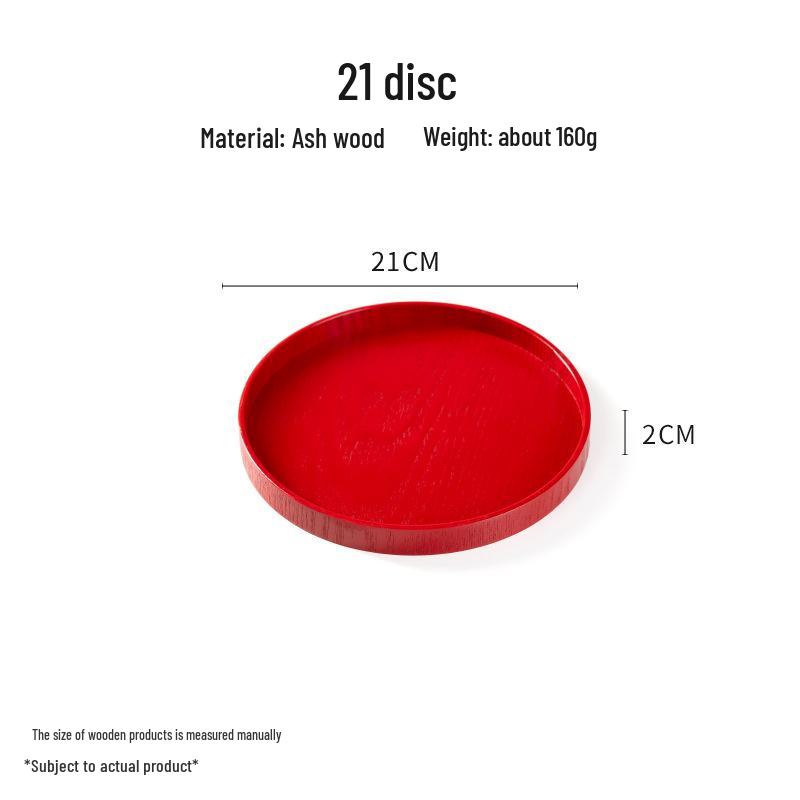 

Creative Round Red Wooden Tray - Dinner, Dessert, or Tea Set Plate