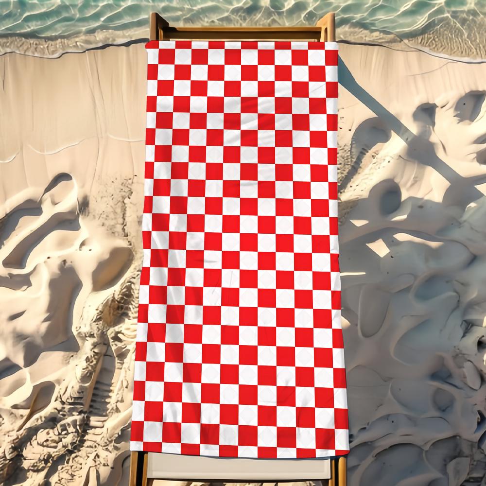 Black White Checkered Towel Beach Shower Bath Travel Lightweight Skin Friendly for Pool Camping Cruise Summer