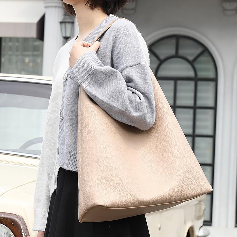 IELGY Korean version of simple lychee pattern handbag, casual pu leather mother bag, fashionable large-capacity shoulder women's bag