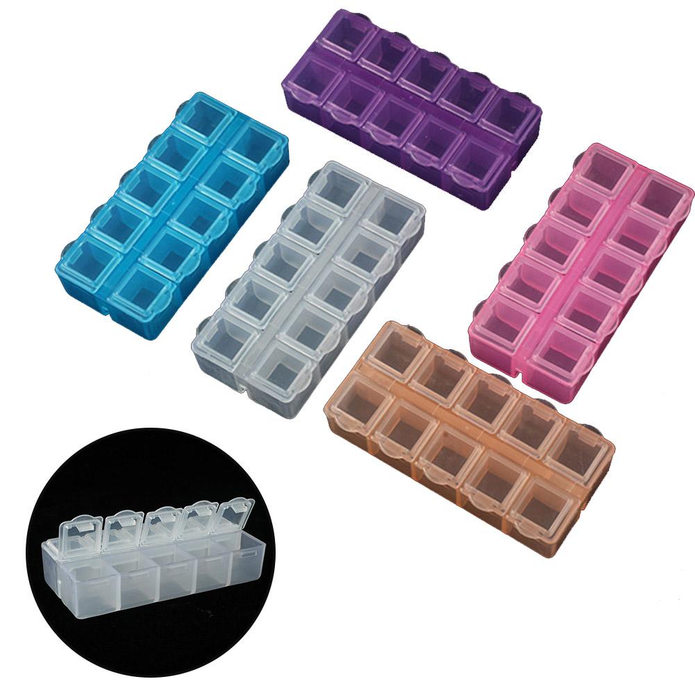 Versatile 10 Grids Plastic Storage Box for Makeup Pills and Small Parts