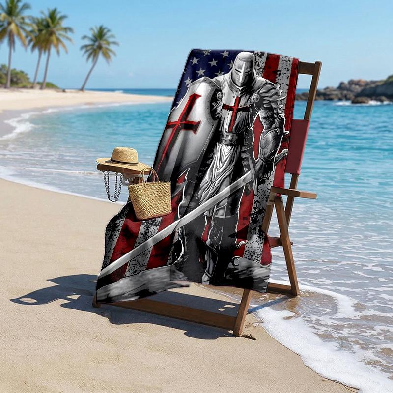 Cross Templars Knight Fashion Beach Towel: Ideal for Summer Adventures Soft, absorbent and quick drying suitable for swimming and bathing
