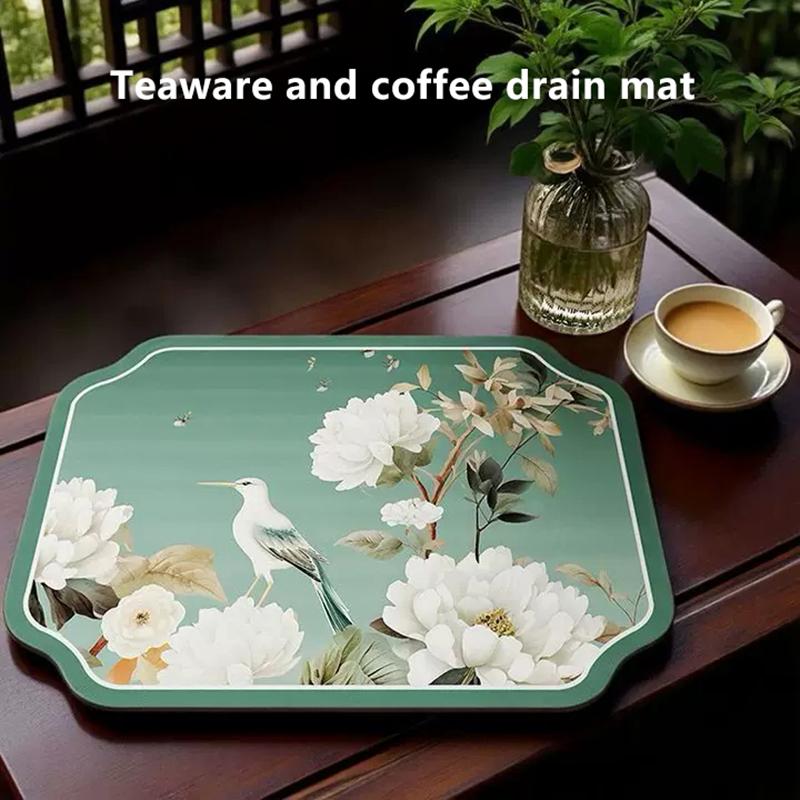 Coffee Machine Household Absorbent Mat Soft Diatomaceous Mud Kitchen Non-slip Mat Tableware Dry No-wash Kitchen Drain Mat+