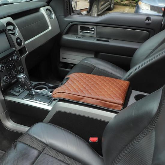 Central Armrest Box Cover Storage Bag Cushion Pad For Ford F-150 2009-2014 Brown