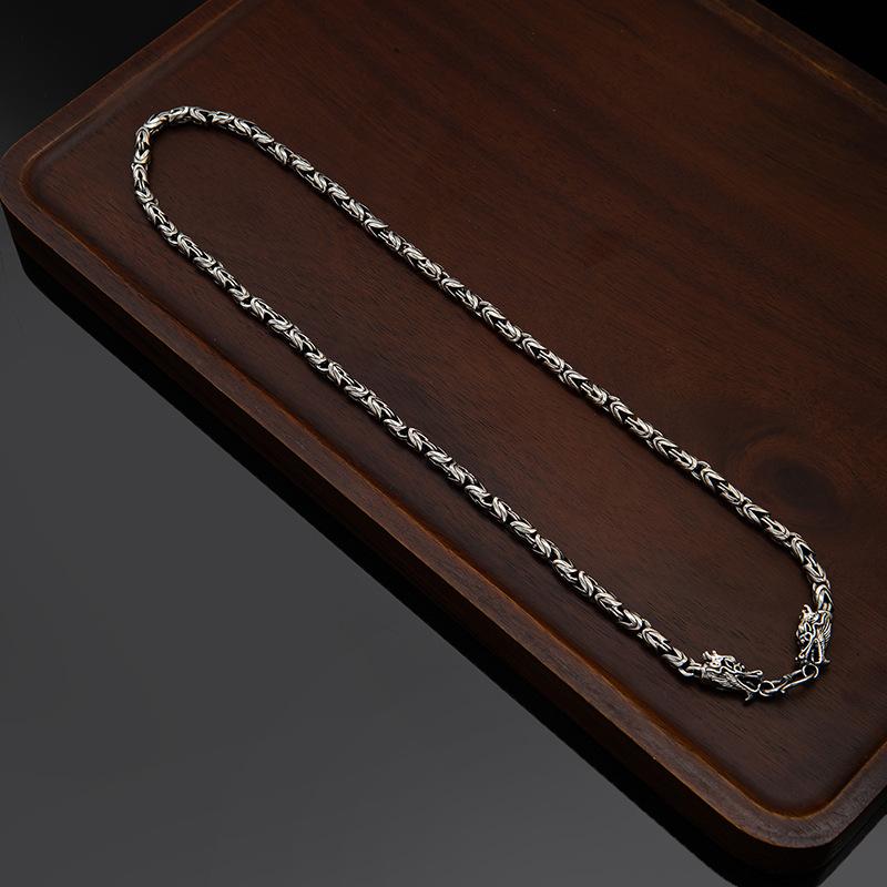 Retro Imitation Thai Silver Double Dragon Head Peace Pattern Necklace Bracelet Pendant and Jewelry