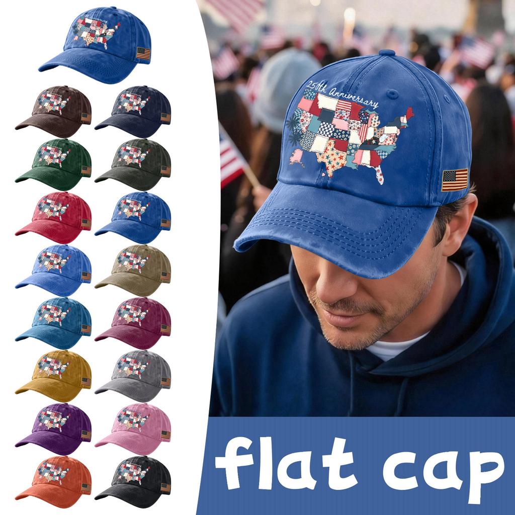 Unisex USA 250th Anniversary Printed Distressed Washed Baseball Cap | Patriotic Vintage Hat For Celebrations
