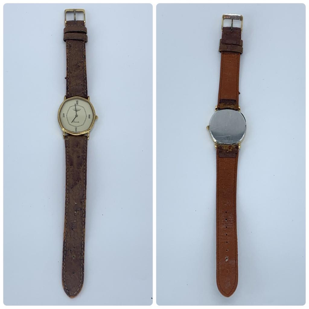 New Batteries Working Good LONGINES Quartz Men's Watch Octagonal Case Gold Dial Stainless Steel 2-Hand Lightly Cleaned