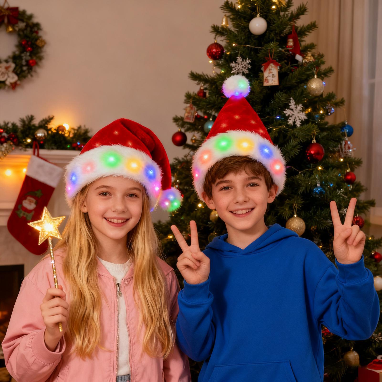 

Light Up Santa Hat Christmas Cosplay Headpiece Holiday Cosplay Hat For Kids Women Men Event Planners Family Photo Winter child