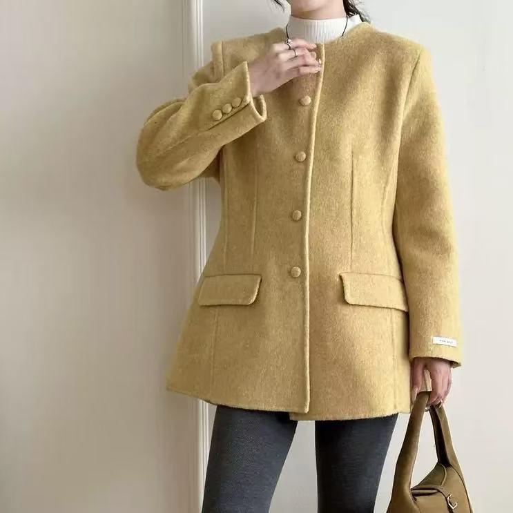 2025 Elegant Double-Faced Wool Coat - Slimming Casual Mid-Length, Perfect for Autumn & Winter.