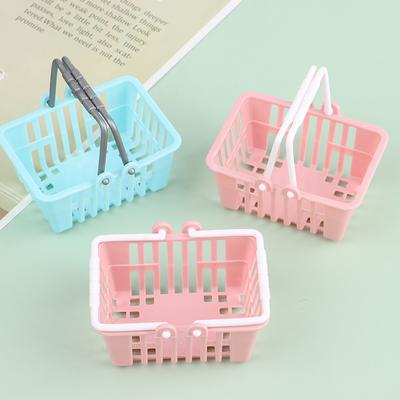 2Pcs Dollhouse Mini Shopping Hand Baskets Model Dollhouse Supermarket Basket For Grocery Toy Pretend Play