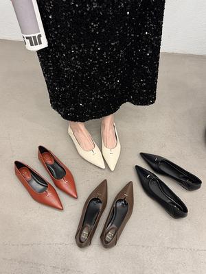 Fashion Pointed Toe Women Loafers Fashion Casual Black Beige Brown Red Low Flat Heeled Shallow Slip On Dress Shoes Woman Size 35-39