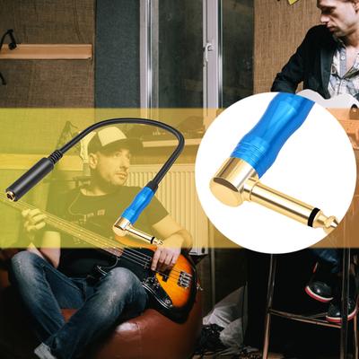 1/4 Inch Right Angle 6.35mm Male To Female Audio Extension Cord Aluminum Alloy Male To Female Audio Extension Cable for Guitars