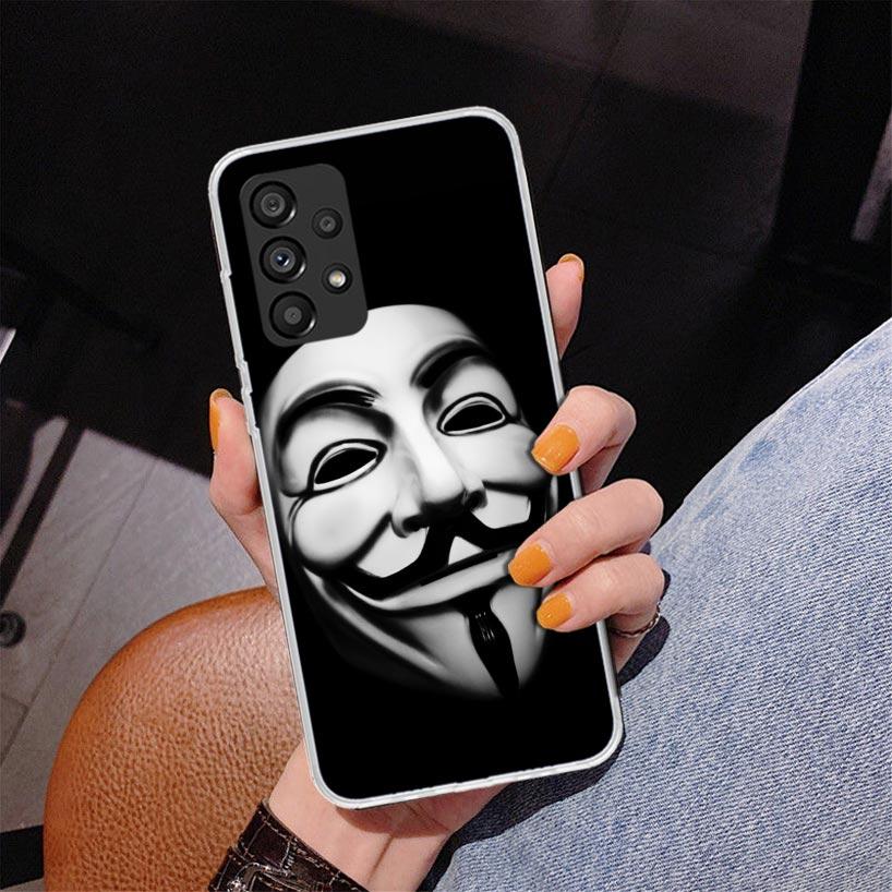 Anonymous V Mask Phone Case For Samsung Galaxy A17 A16 A15 A14 A13 A57 A56 A55 A54 A53 A37 A36 A35 A34 A33 A26 A25 A24 A23 Galax