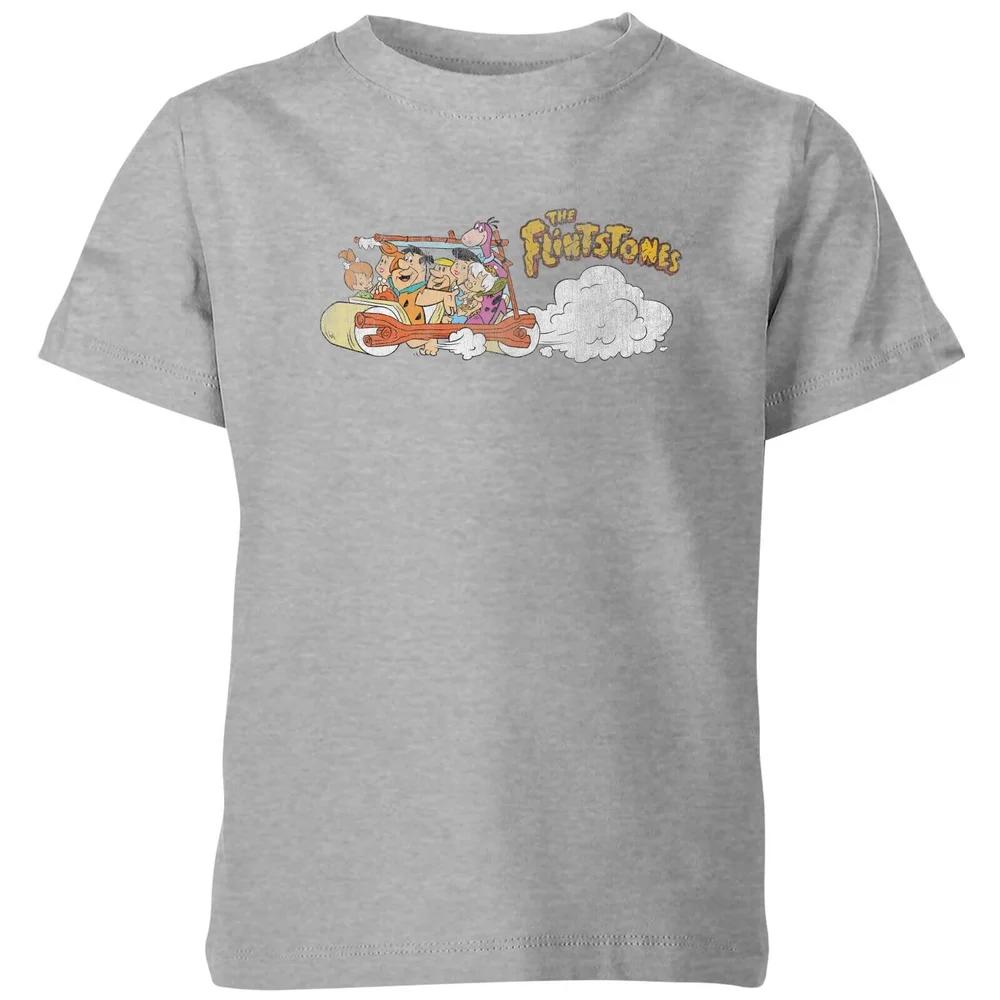 The Flintstones Family Car Distressed Kids  T-Shirt - Grey - 3-4 Years 100